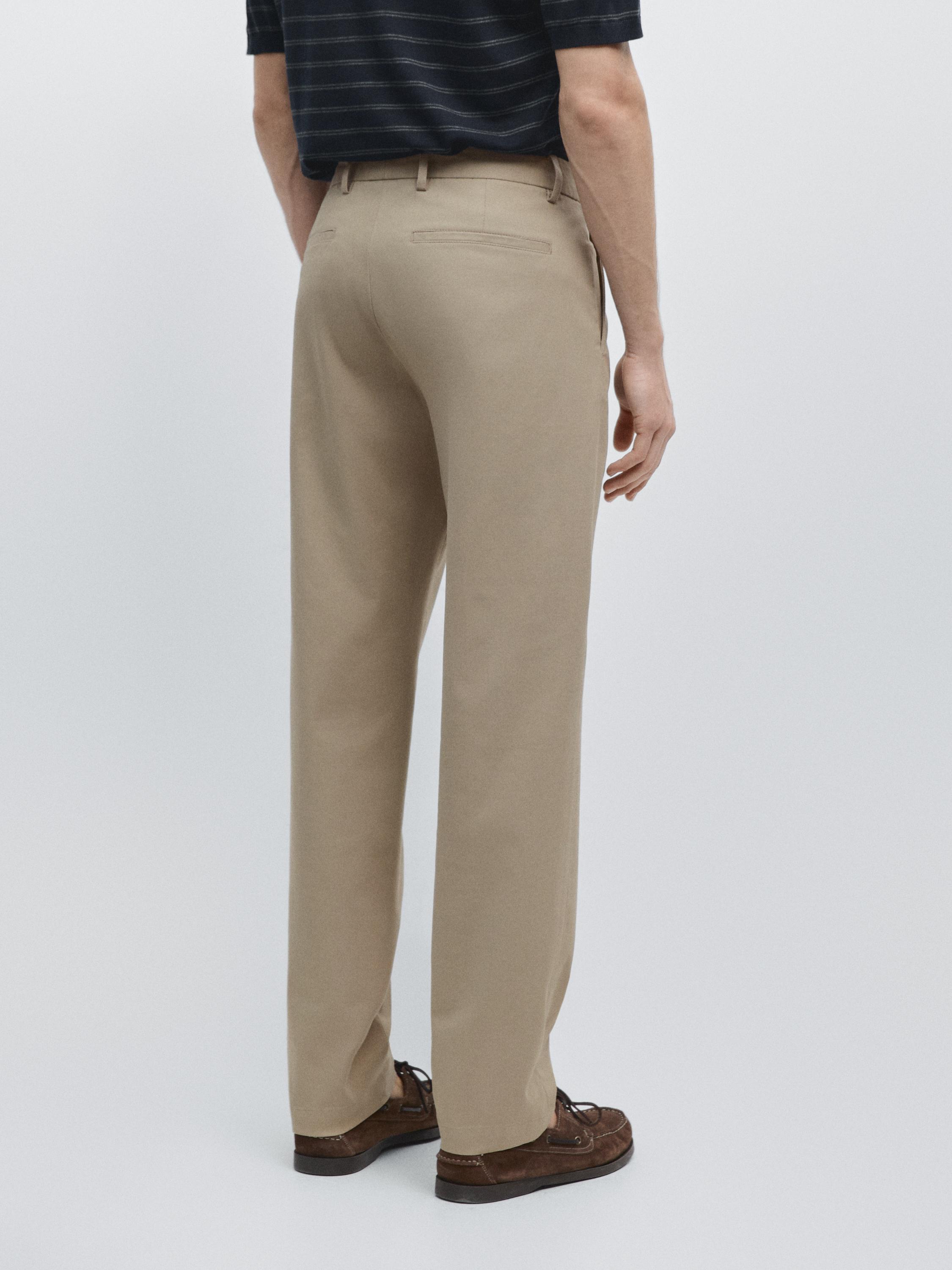 Cotton blend tapered fit trousers